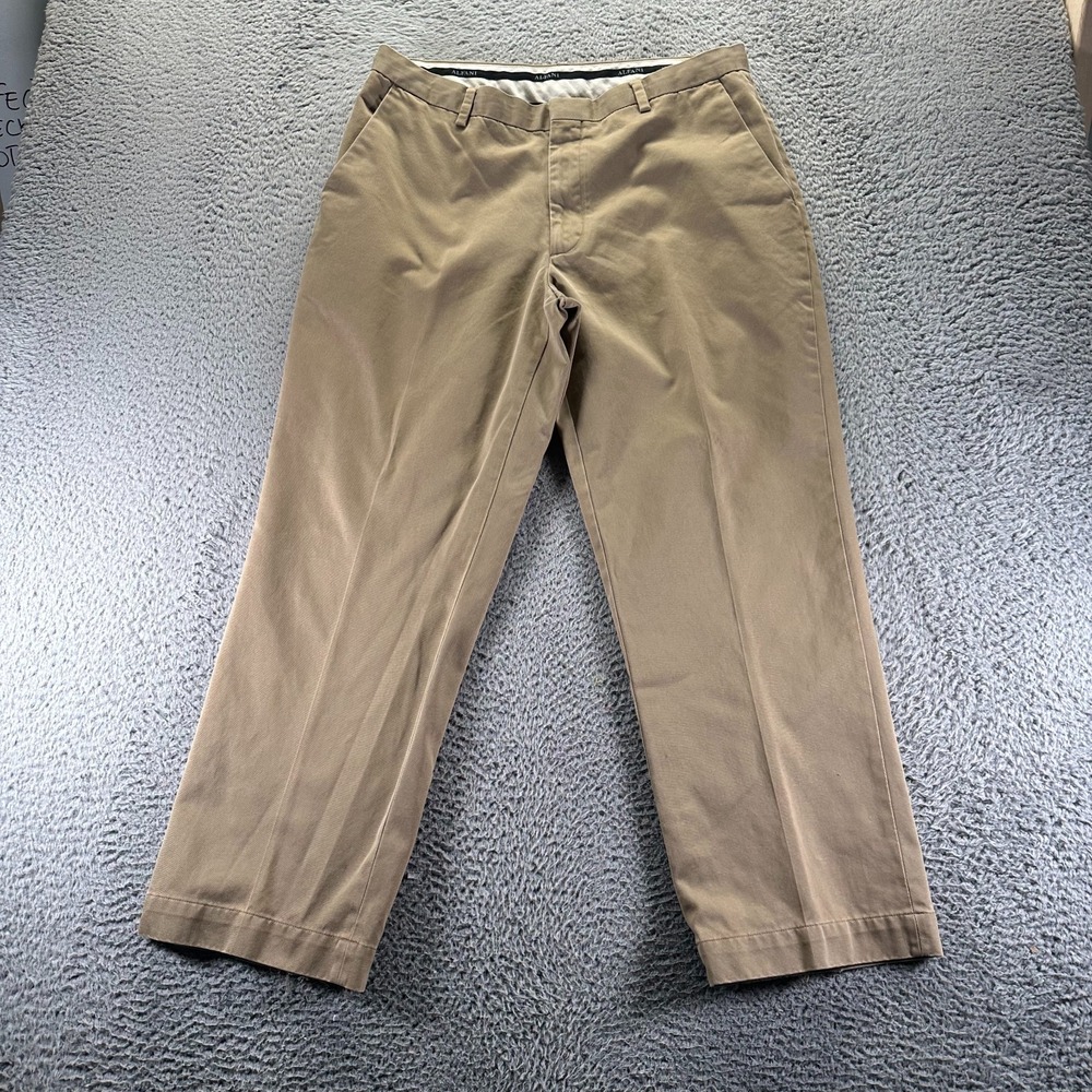 Alfani Pant Mens 36x30 Beige Cotton Chino Straight Preppy Business Career Office